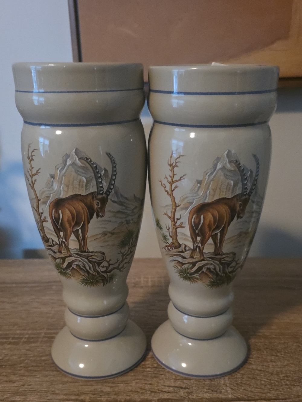 Vintage German Hand-Painted Ceramic Stein/mug - Dark Sage 0.5L